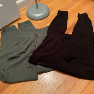 green and black beach pants